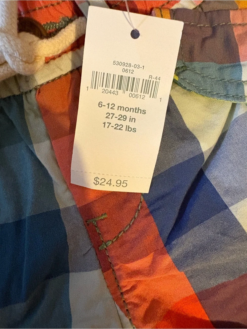 {NWT} GAP Multicolor Plaid Cargo Shorts - 6-12 Months